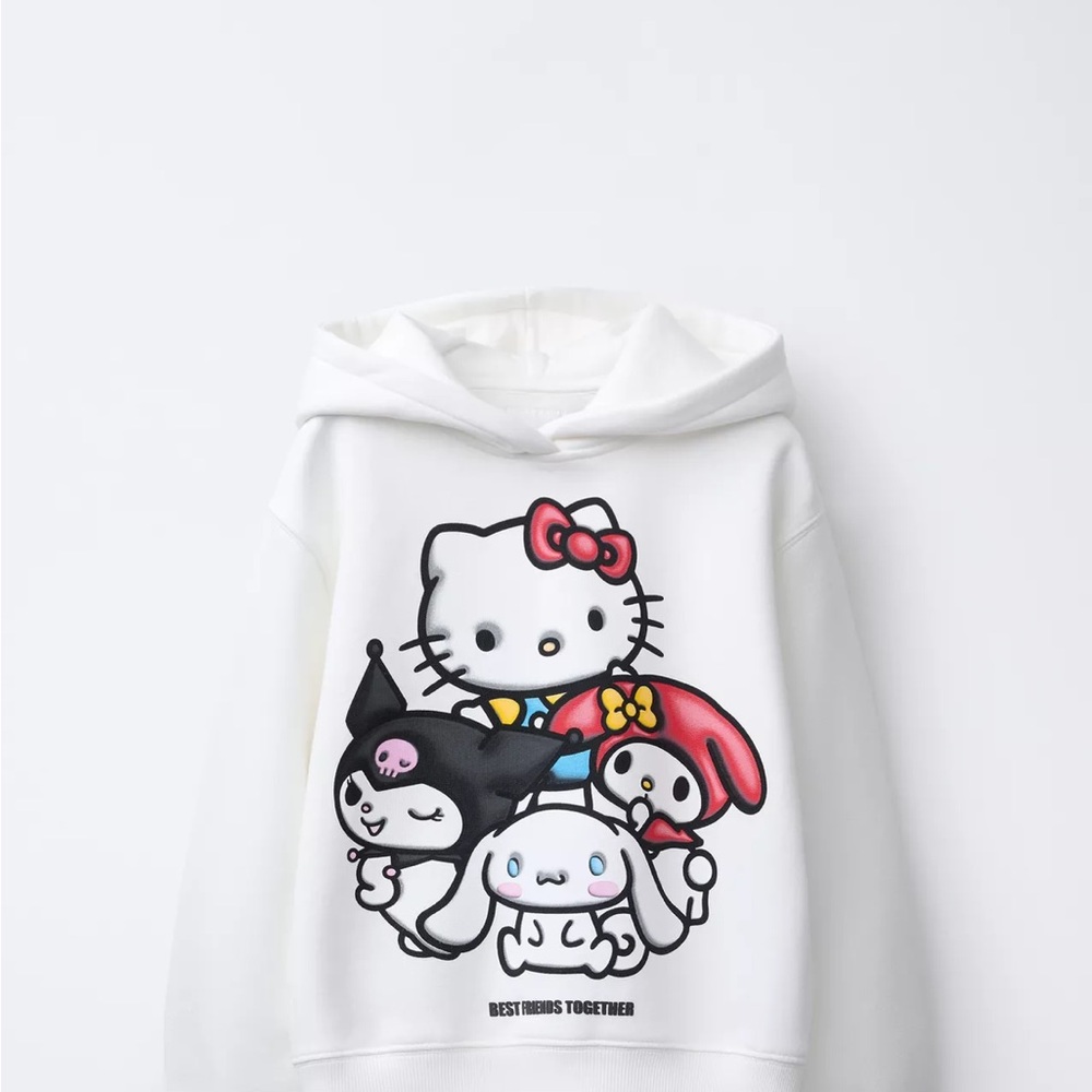 Zara Kids White Hoodie with Cute Character Print